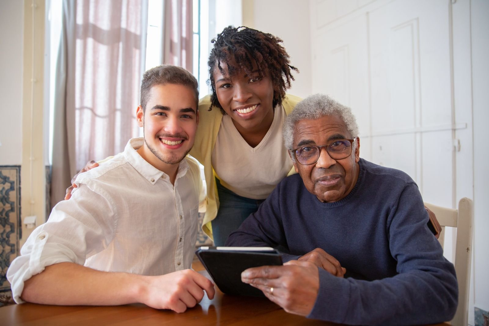 Adult family members with an older parent at home